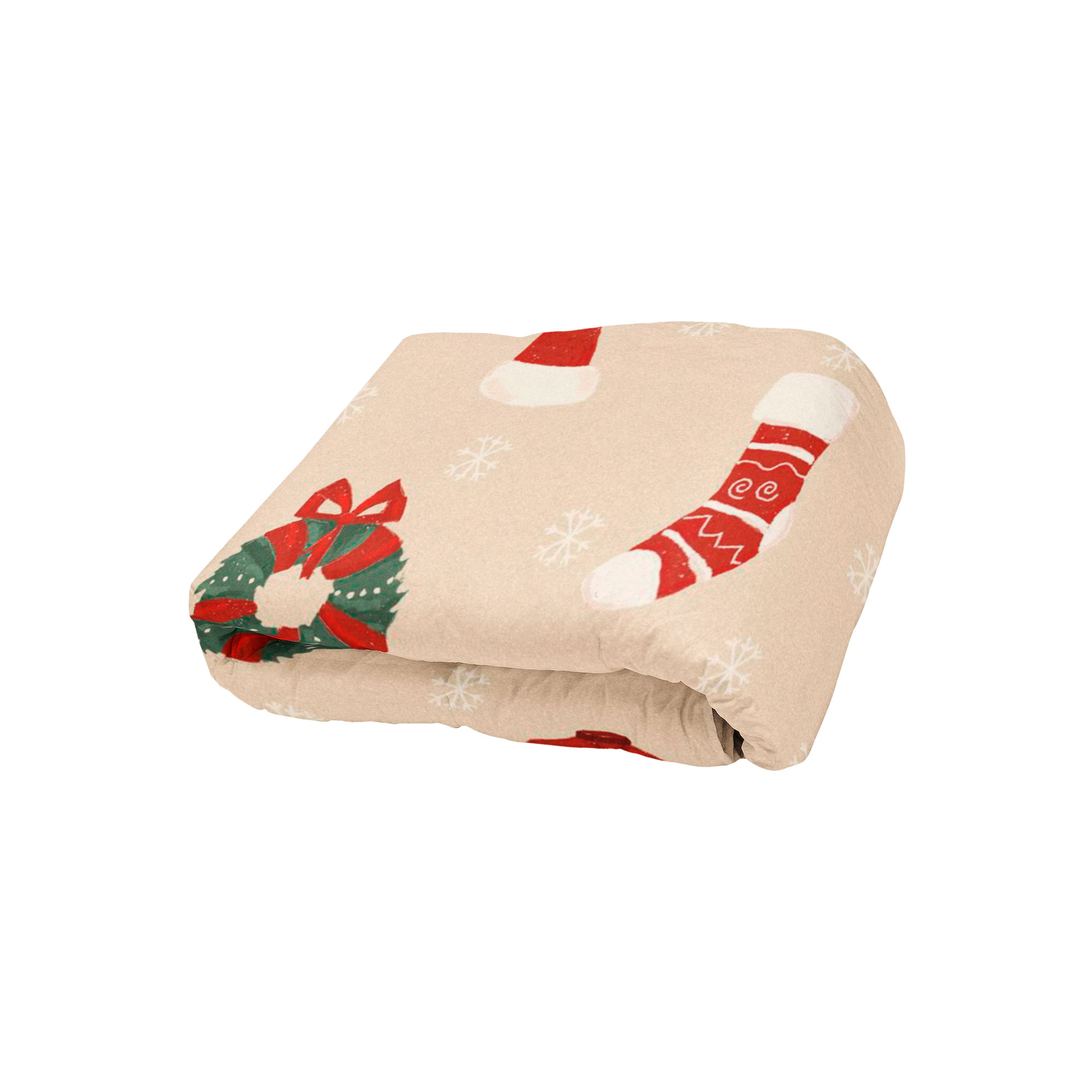 Cobija Manta Frazada Diseño de Adornos Navideños Temporada de Noche Buena Ultra Suave y Ligera de Alta Calidad