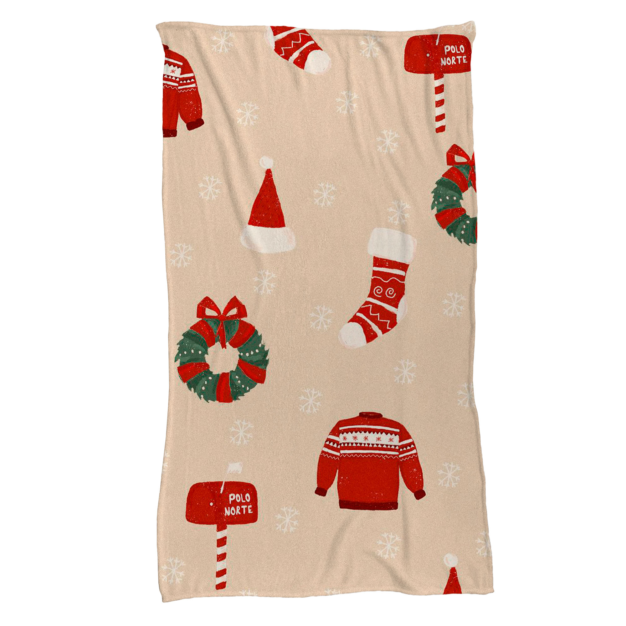 Cobija Manta Frazada Diseño de Adornos Navideños Temporada de Noche Buena Ultra Suave y Ligera de Alta Calidad