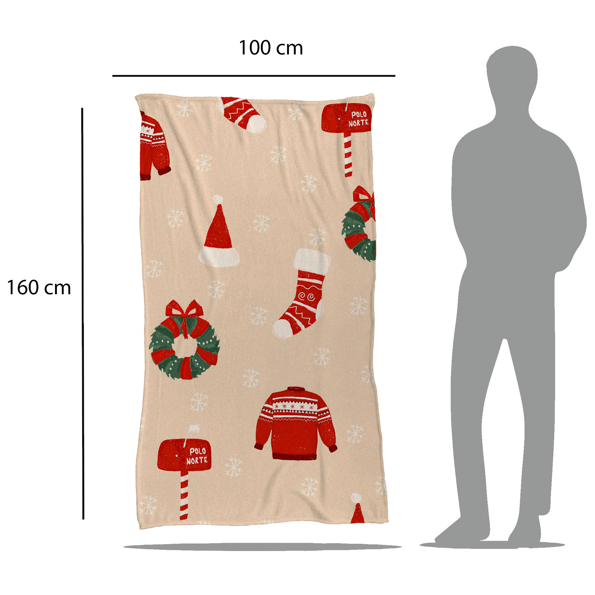 Cobija Manta Frazada Diseño de Adornos Navideños Temporada de Noche Buena Ultra Suave y Ligera de Alta Calidad