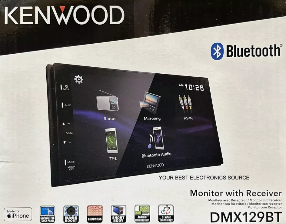 Autoestéreo 2 DIN Kenwood DMX129BT Pantalla WVGA de 6,8"/Android Mirroring/EQ de 13 Bandas/Bluetooth