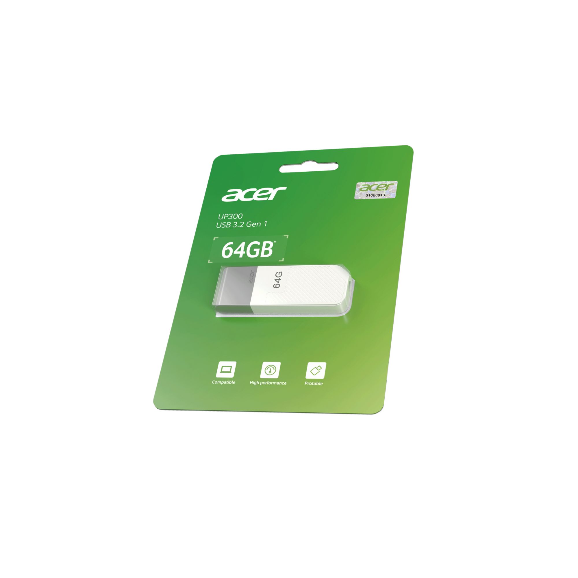 5 Pack - Memoria USB de 64 GB Acer UP300, Blanco