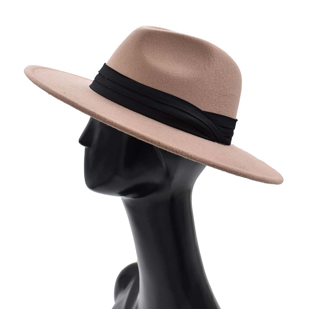 Sombrero de Fieltro Café Cinta Color Negro 
