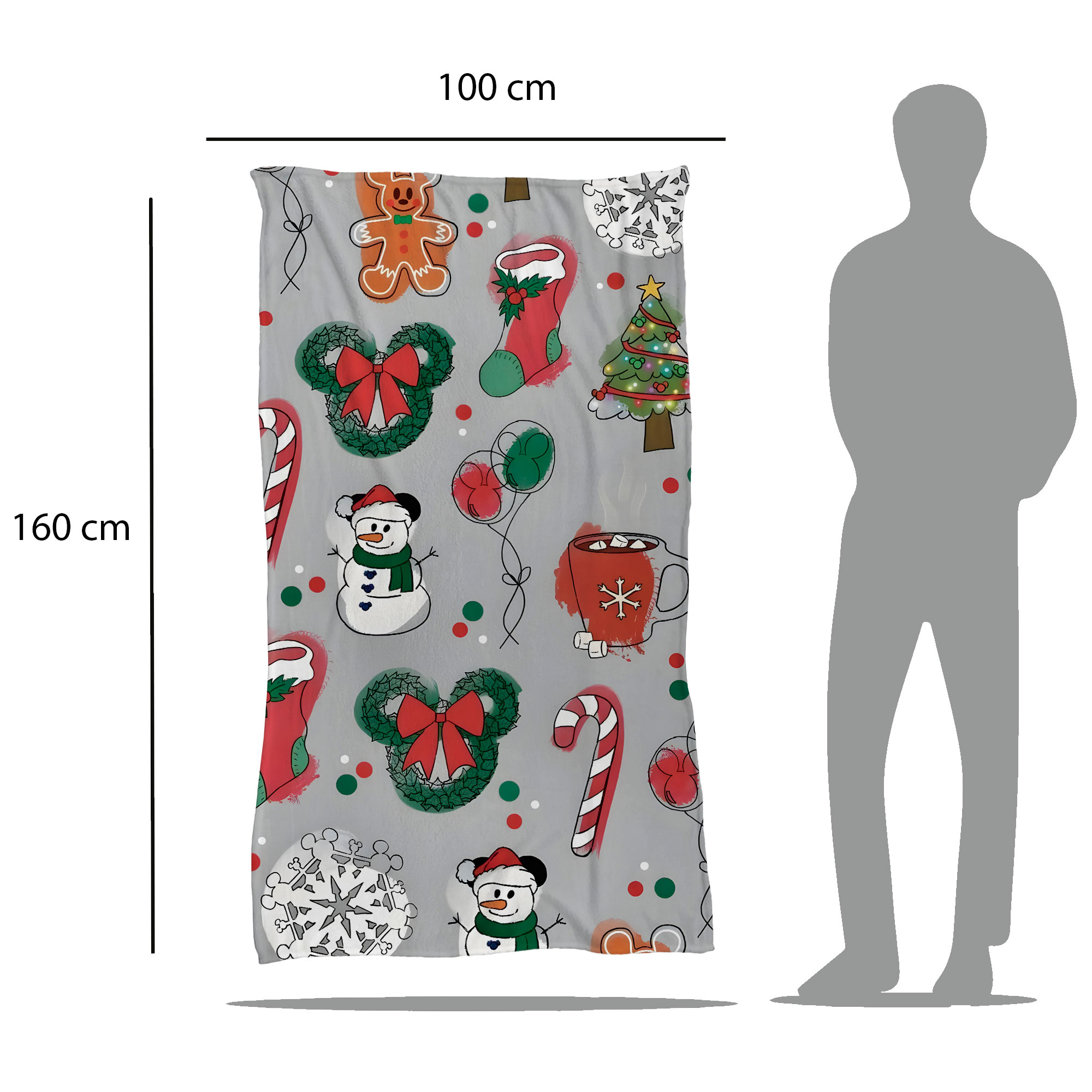 Cobija Manta Frazada Diseño de Navidad Gris Temporada de Noche Buena Ultra Suave y Ligera de Alta Calidad