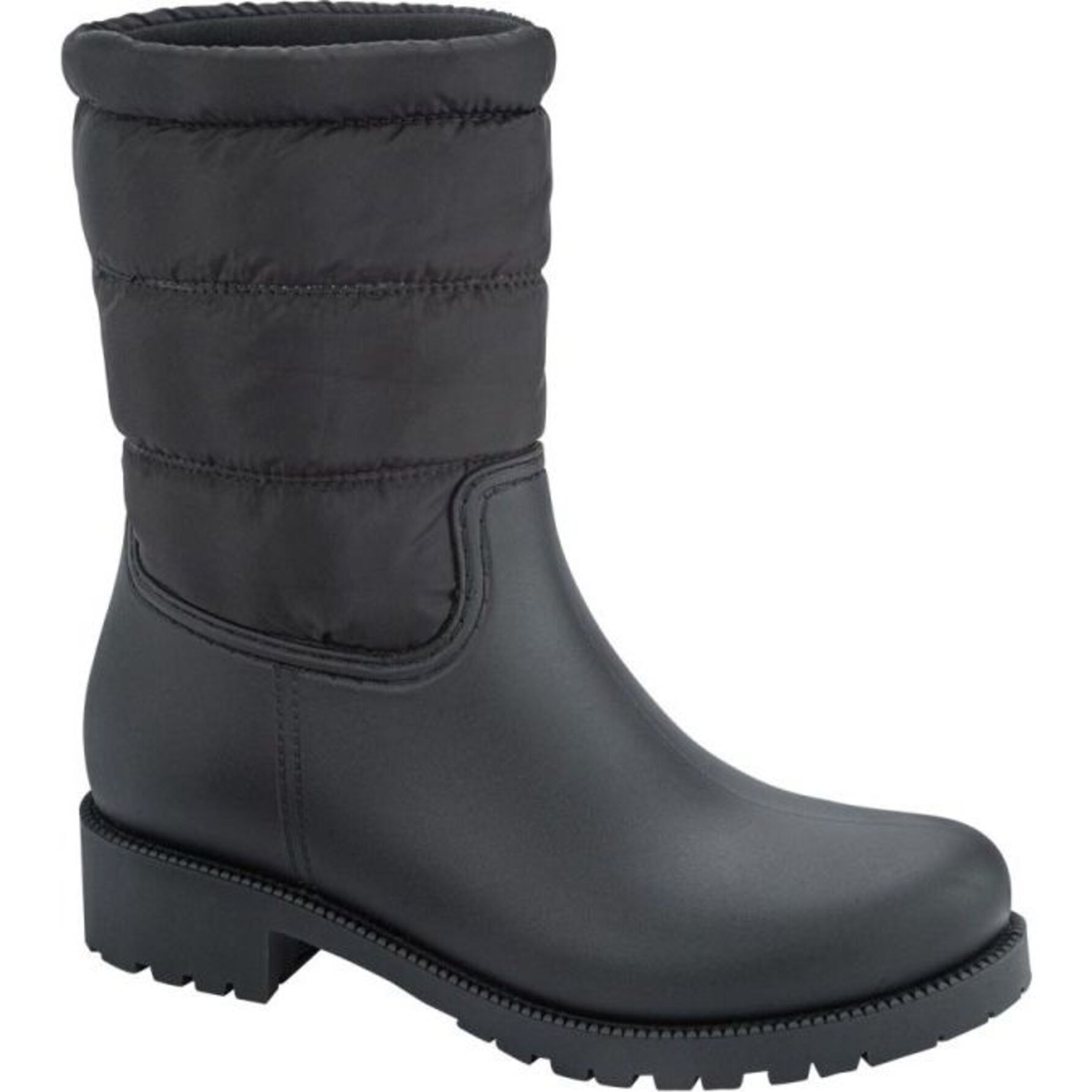 Bota para mujer, de  lluvia, con tubo acojinado y suela gruesa, marca PBPS, color negro 1140382