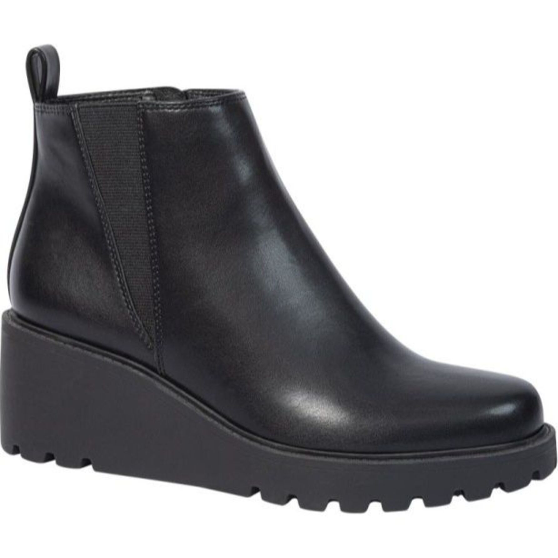 Bota para mujer, tipo botín, con tacón de cuña y cierre, marca Vi Line, color negro 1141425