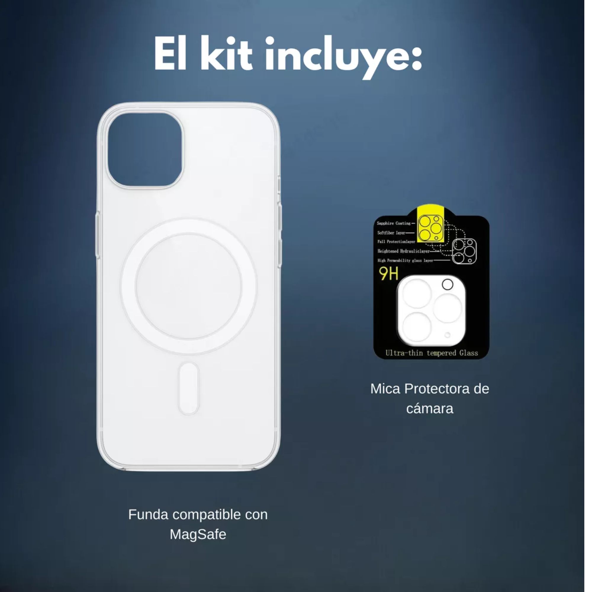 Kit Mica Cámara Para Iphone 16 + Funda Case Transparente para Iphone 16 pro / Transparente