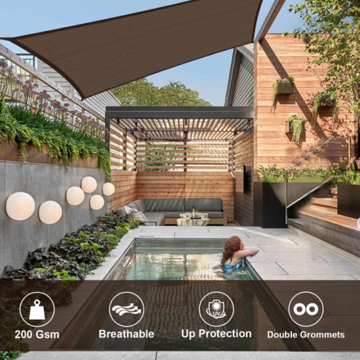 Malla Sombra 3*4m 90% Raschel Para Jardin Reforzada Espesar CAFE