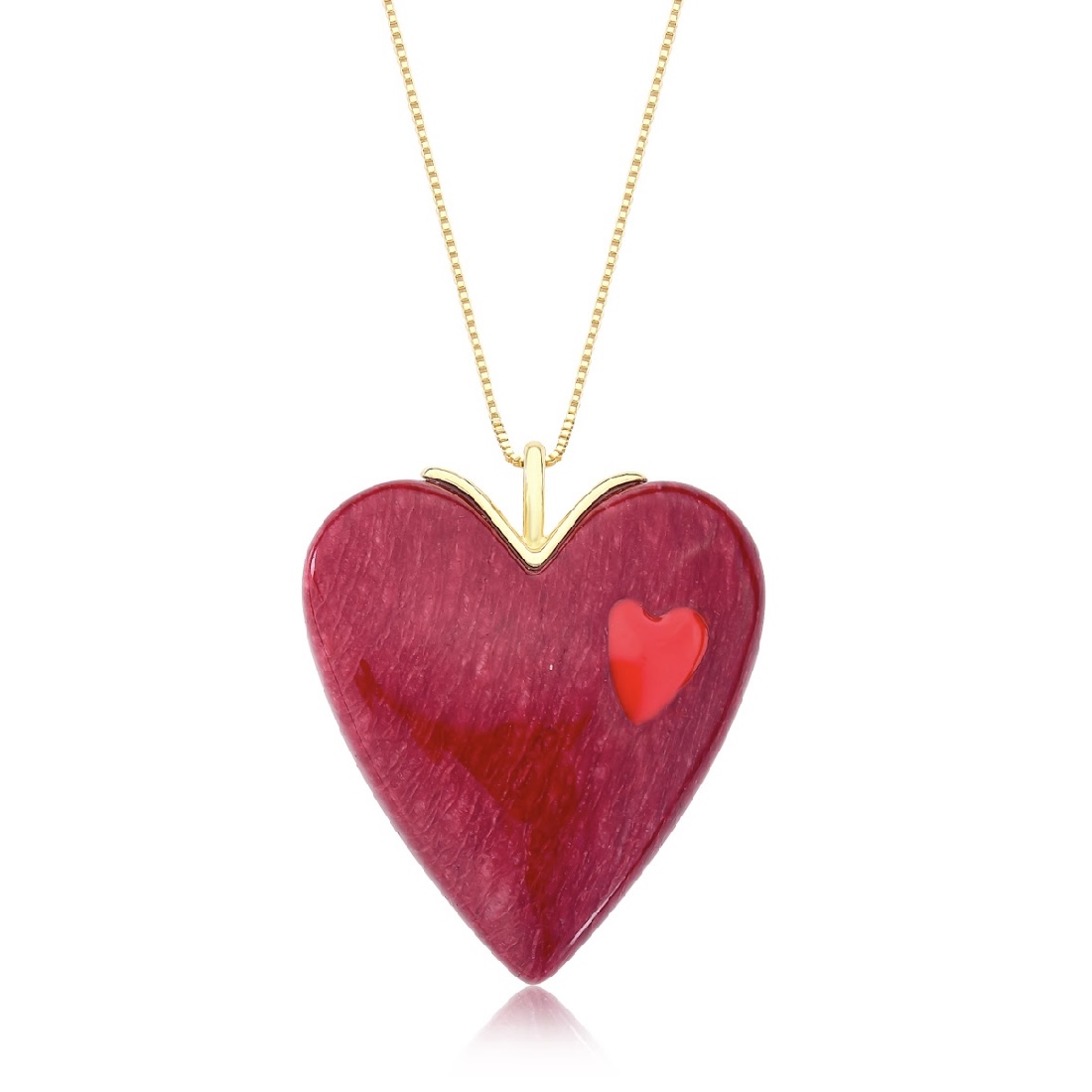 Collar Amor - Piedra Natural - Baño de oro 18k- Collar Largo