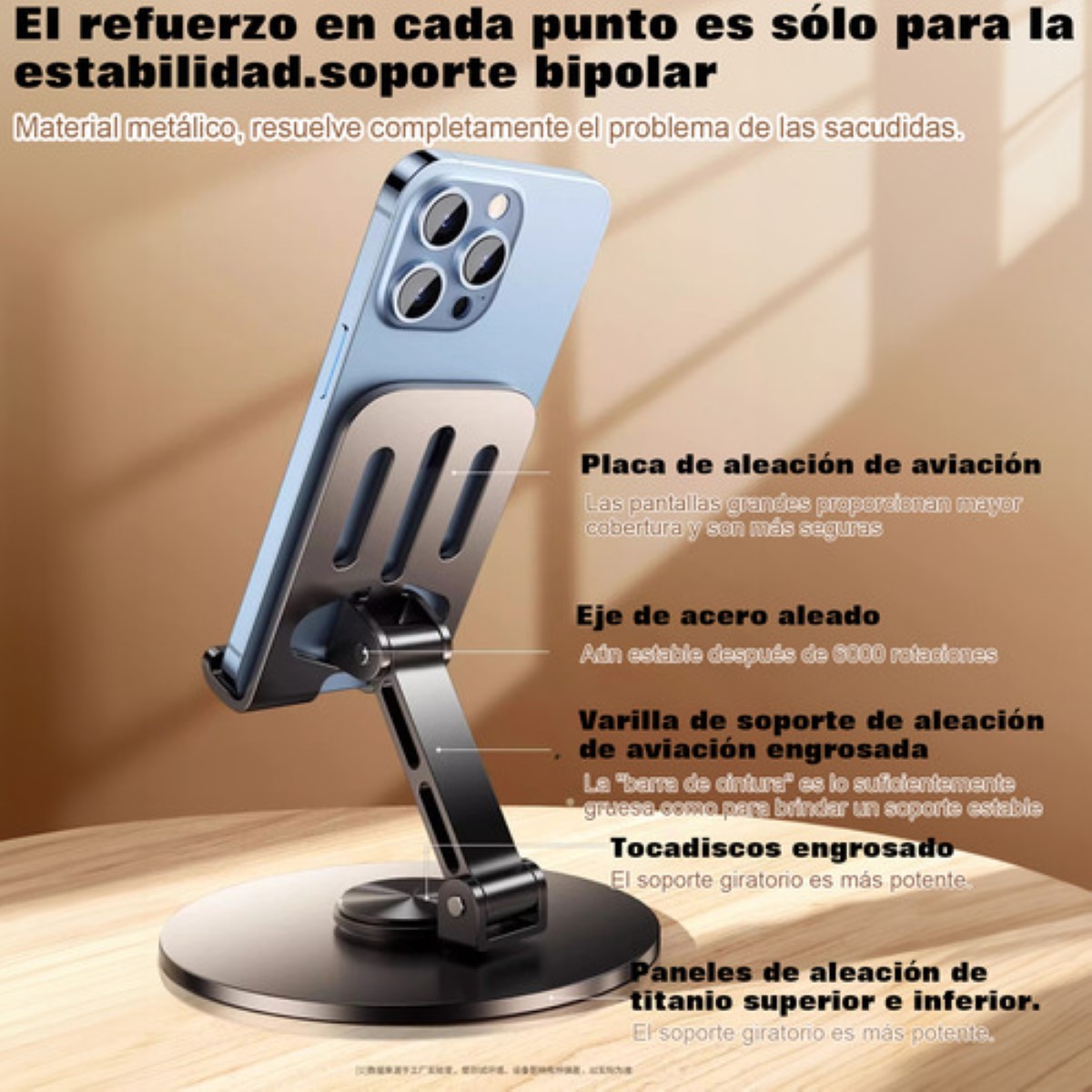 Base Soporte Para Celular Tablet Ajustable Escritorio Mesa gris