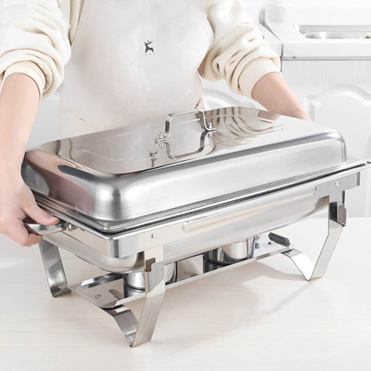 Bufetera 3 Espacios De Acero Inoxidable Para Chef Comedor 9l plata