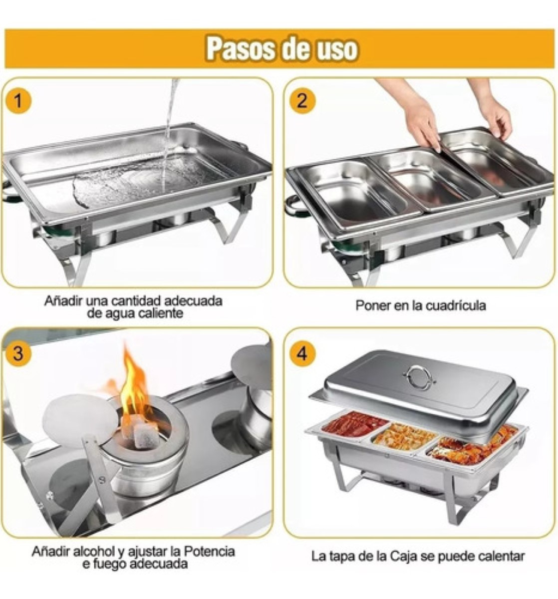 Bufetera 3 Espacios De Acero Inoxidable Para Chef Comedor 9l plata