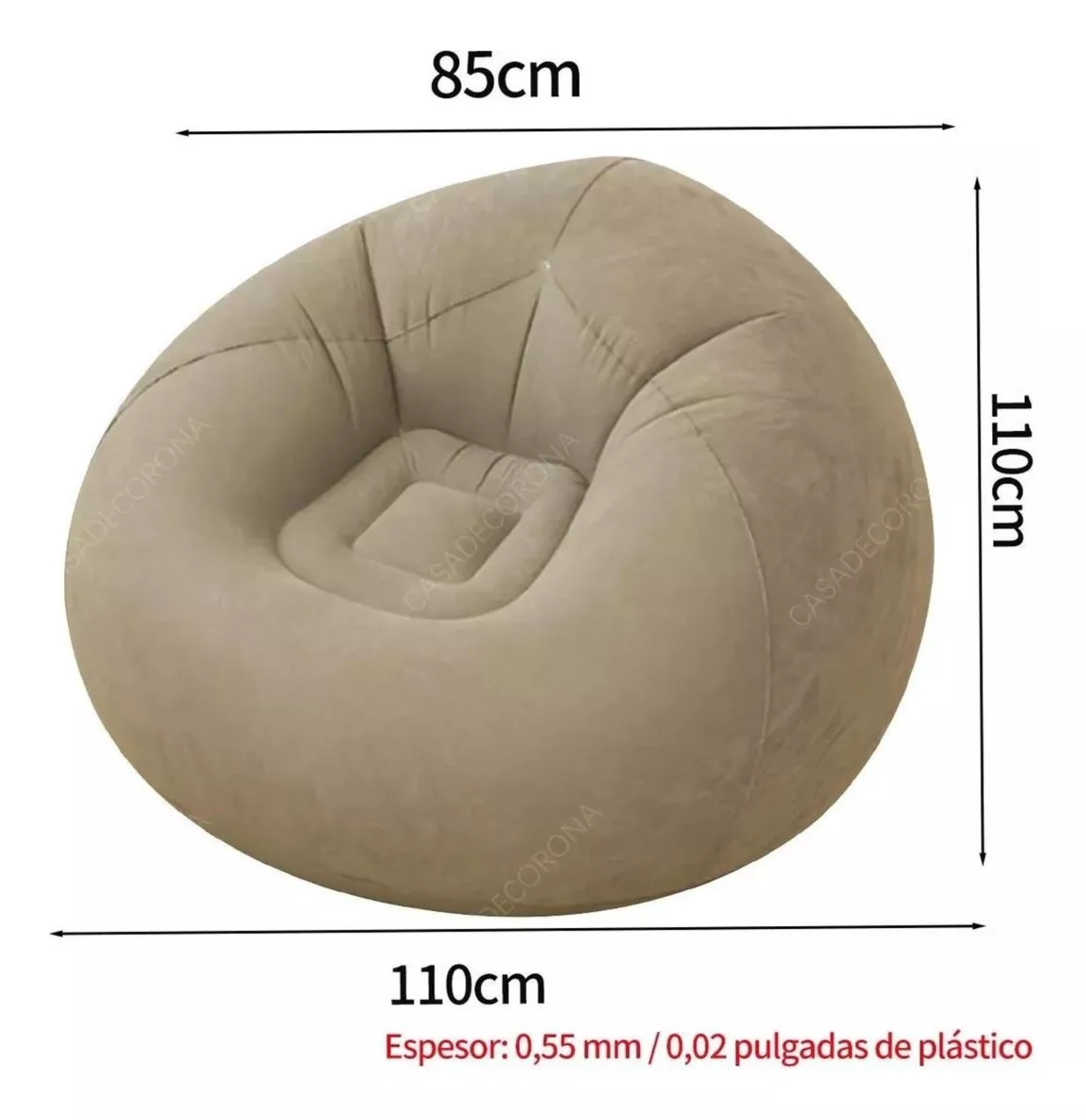 Sillón Inflable Silla Aterciopelada Puff Cómodo Sofá +bomba