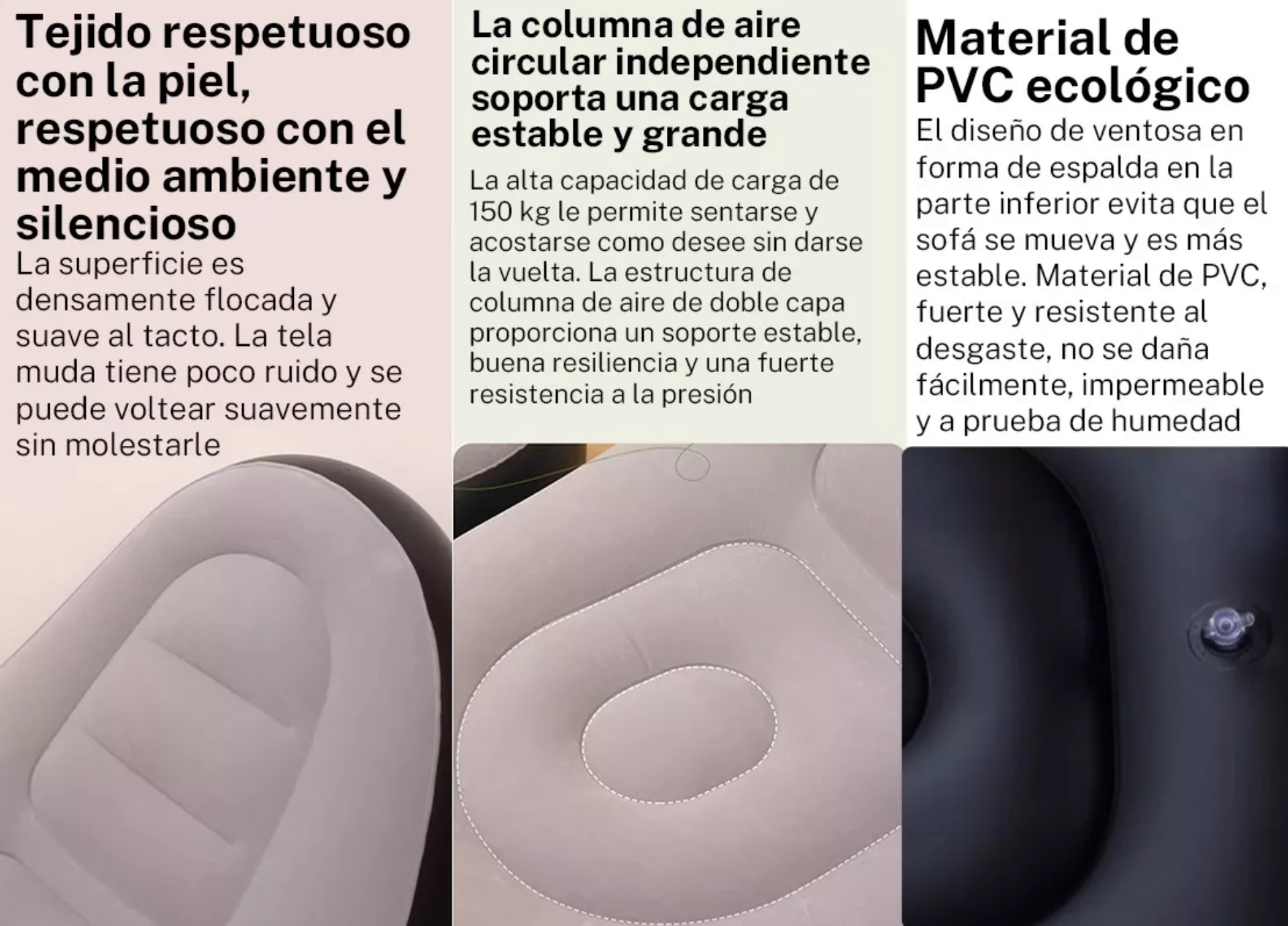 Sofa Sillon Inflable Ultra Cómodo Tipo Puf Con Posapies
