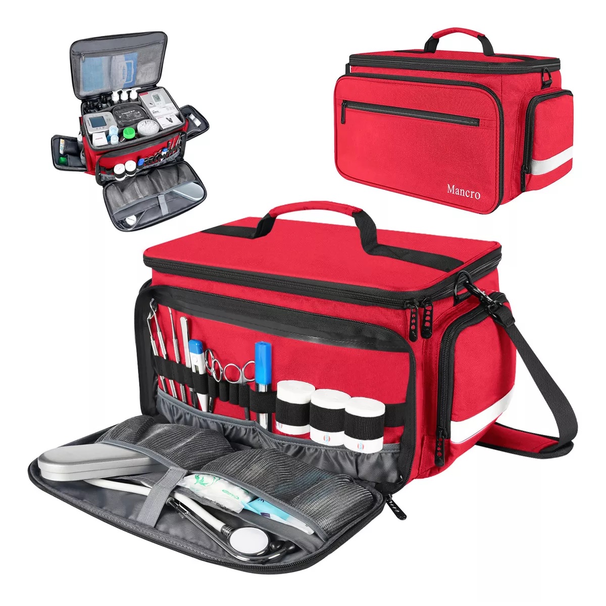 Botiquin De Primeros Auxilios Multi-Compartimentos Impermeable Rojo