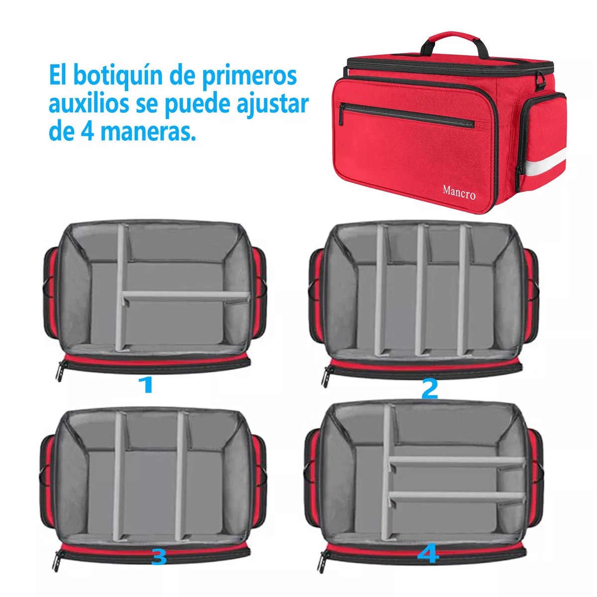 Botiquin De Primeros Auxilios Multi-Compartimentos Impermeable Rojo