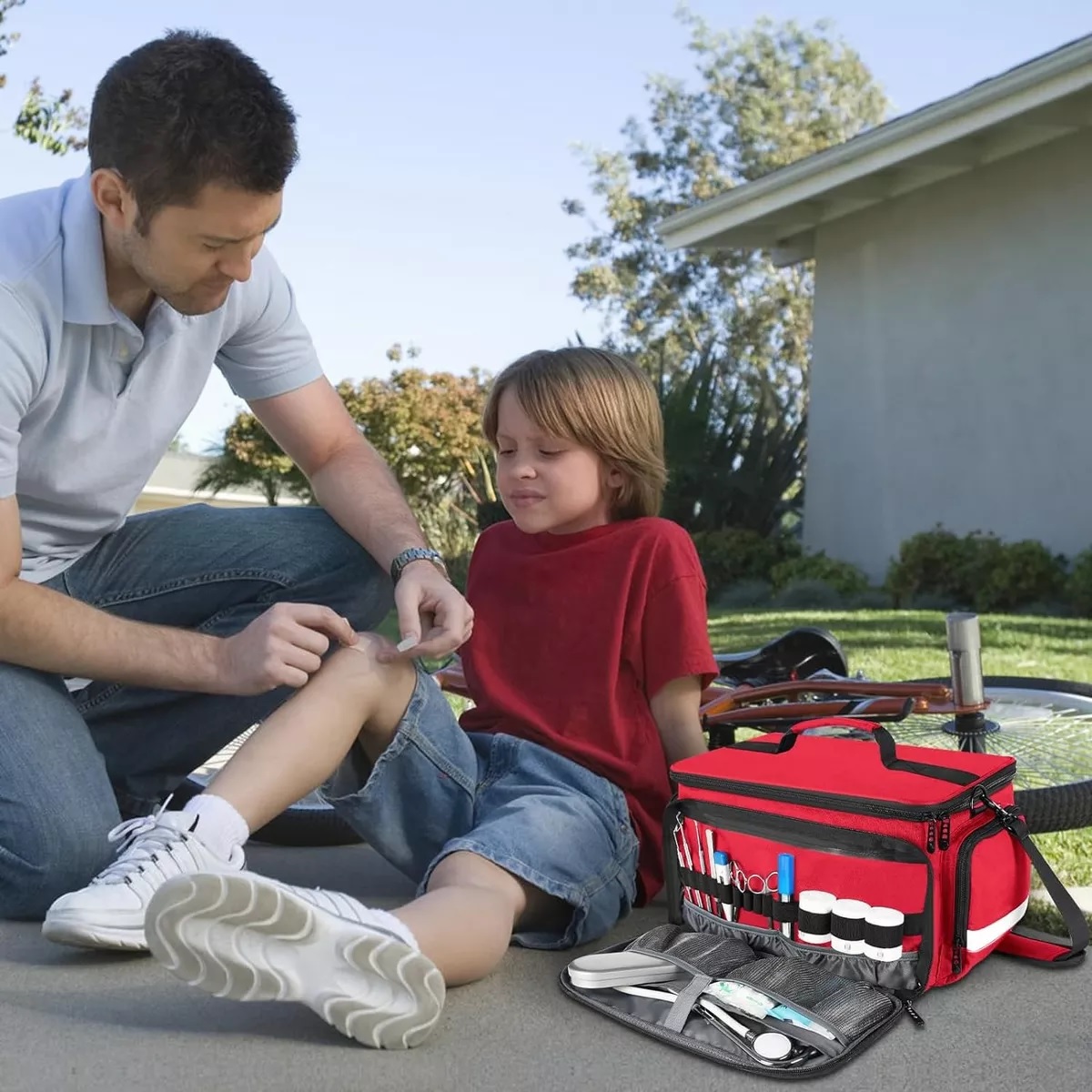 Botiquin De Primeros Auxilios Multi-Compartimentos Impermeable Rojo