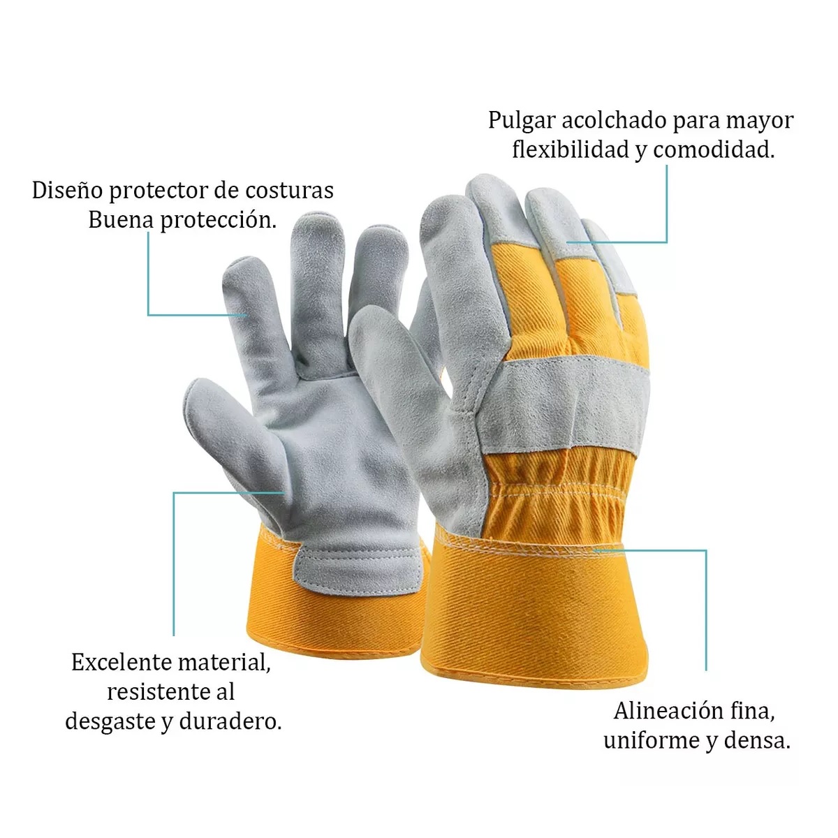 3 Pares Guantes De Soldadura Tela-carnaza Doble/ Uso Rudo