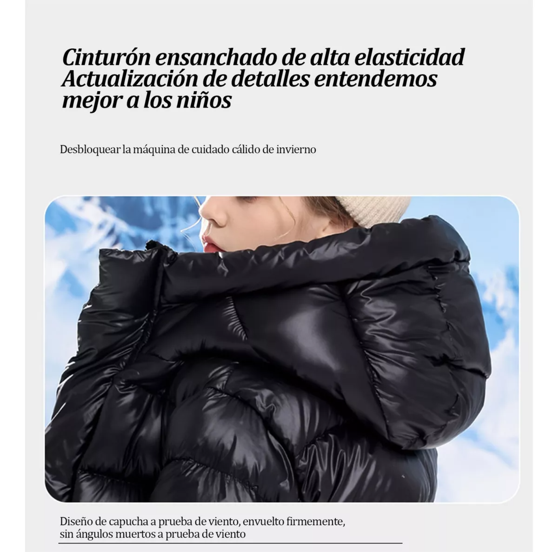 Chamarra Algodón Cálida Niño Niña Negro Moda Plumón De Longi