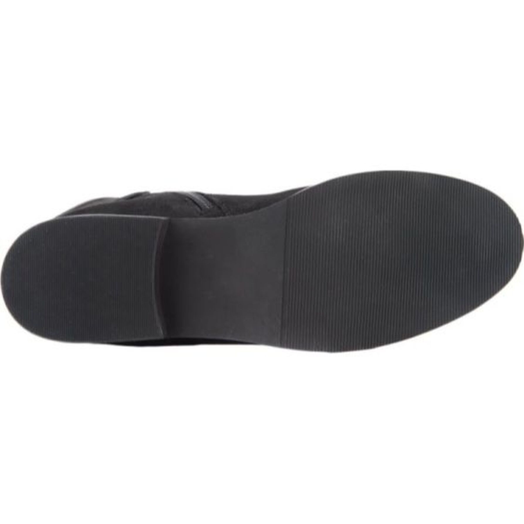 Bota para mujer, extra larga, con hebilla metálica, acabado ante y tacón bajo, marca Tierra Bendita, color negro 1141885