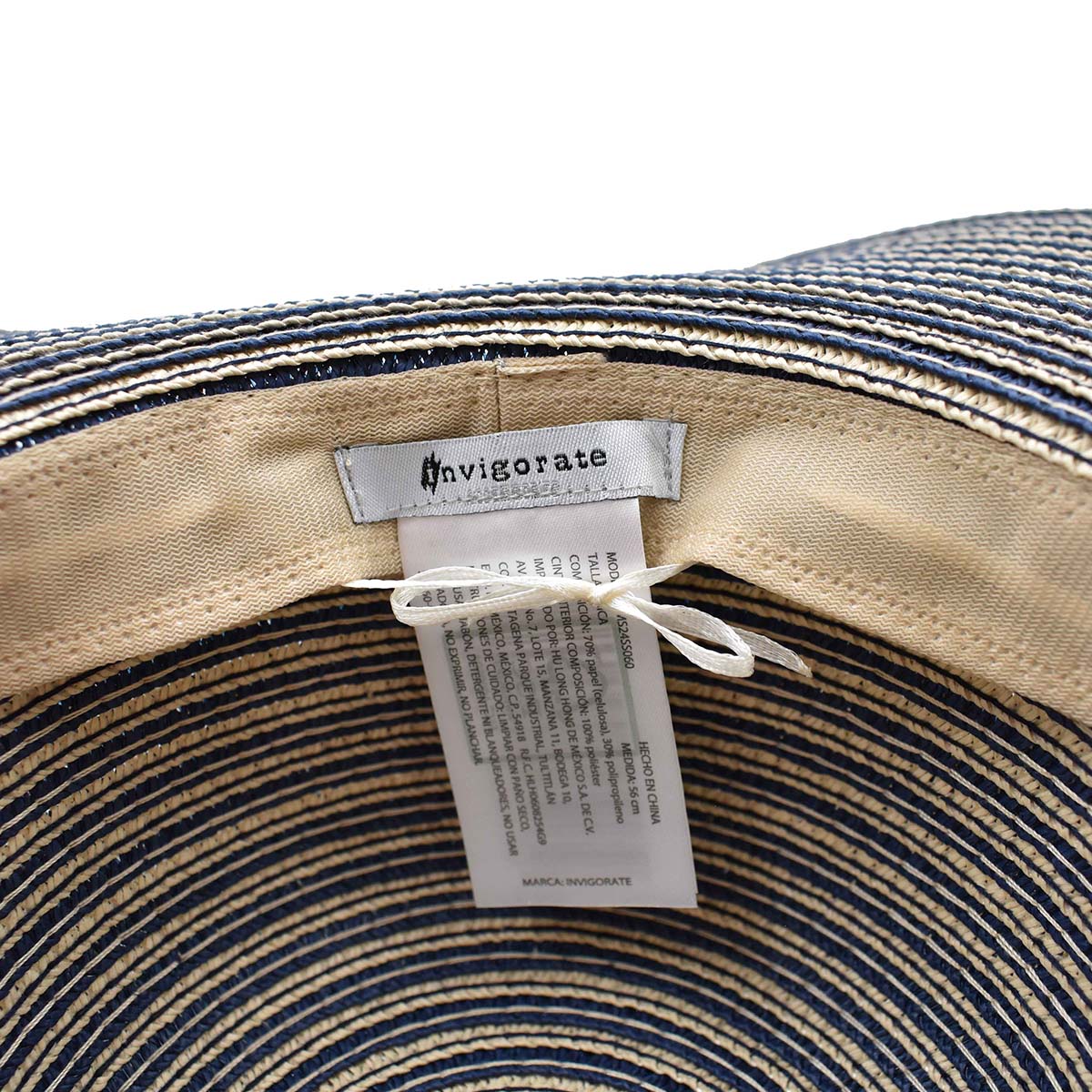Sombrero Pamela de Rayas Azul y Beige 