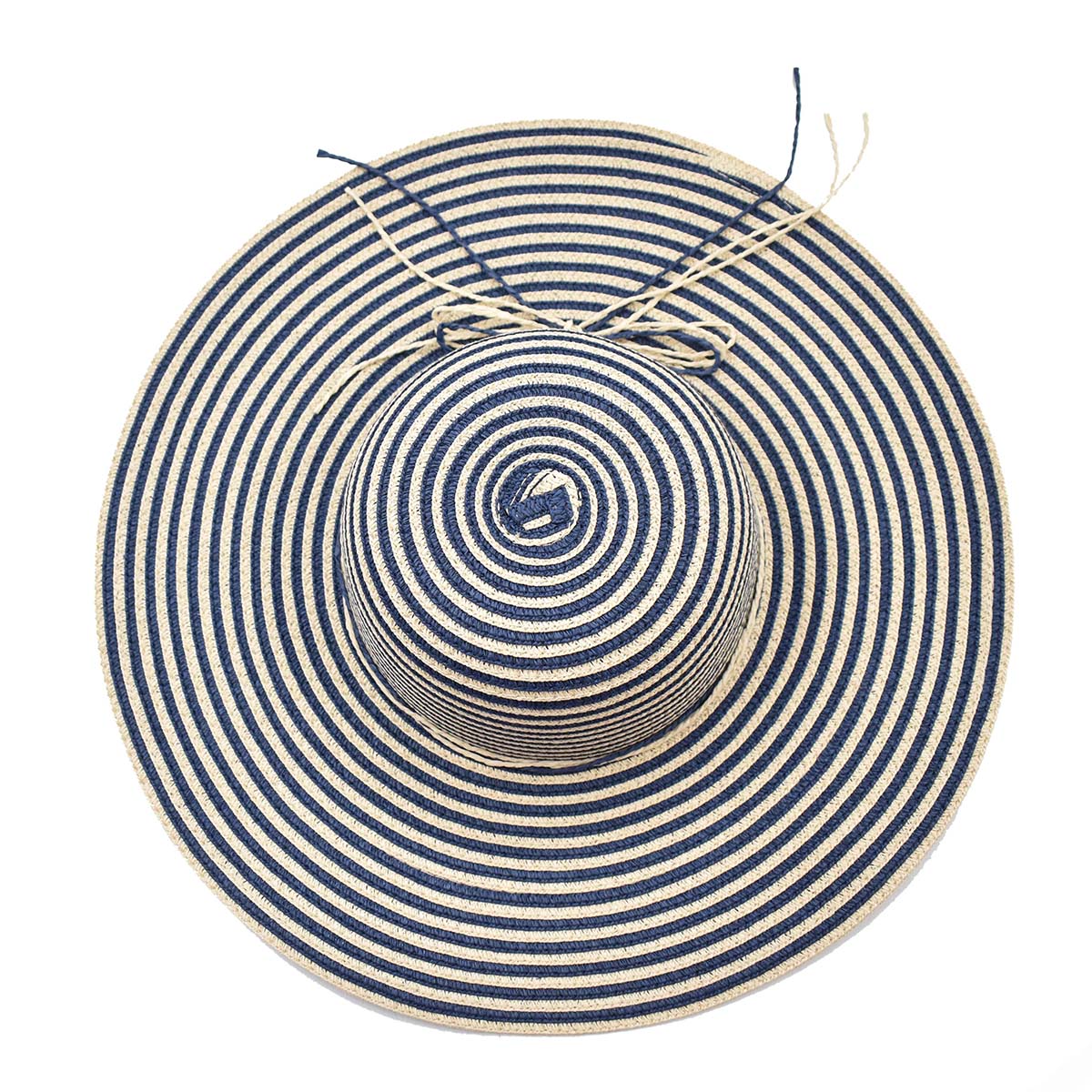 Sombrero Pamela de Rayas Azul y Beige 