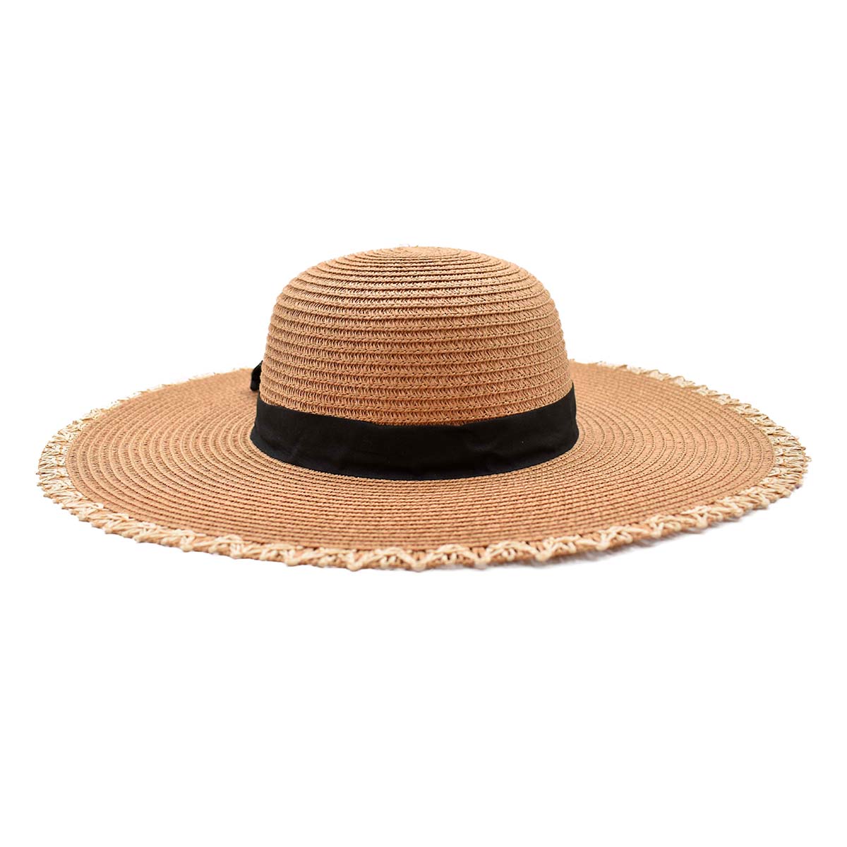 Sombrero Pamela Café Detalla de Cinta y Moño Color Negro 