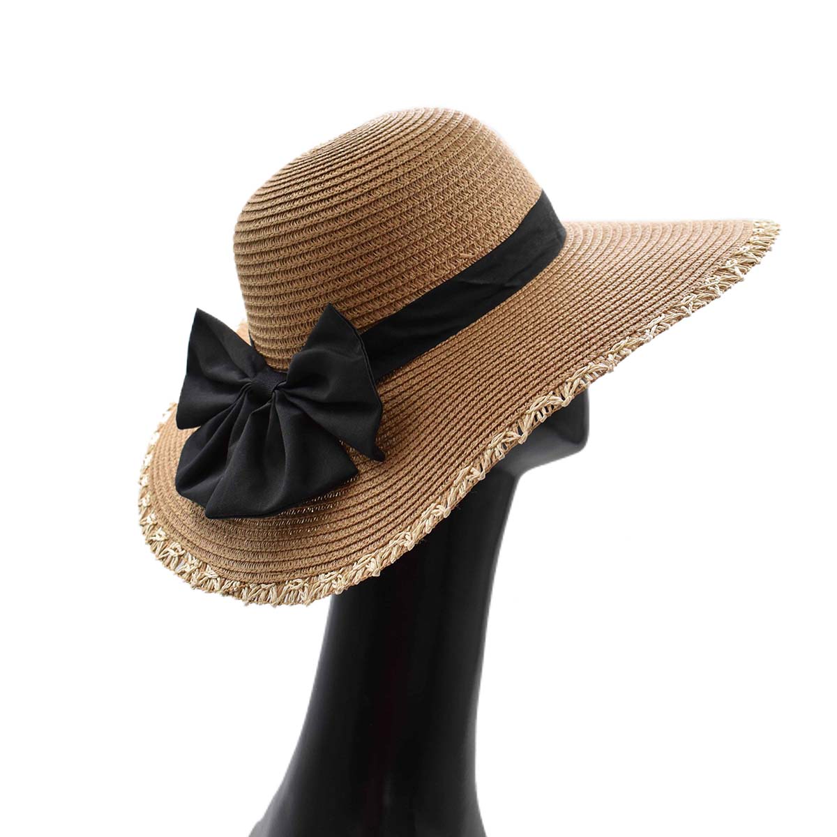 Sombrero Pamela Café Detalla de Cinta y Moño Color Negro 