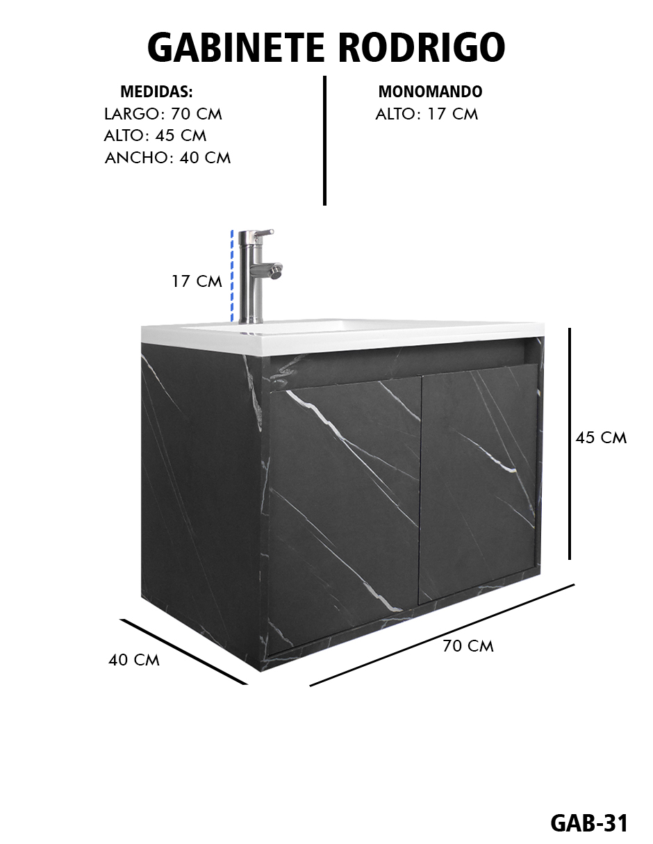 Gabinete De Baño RODRIGO Con Lavabo Y Llave Minimalista.