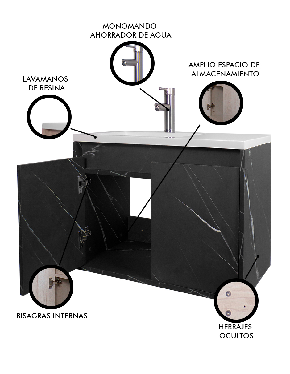 Gabinete De Baño RODRIGO Con Lavabo Y Llave Minimalista.