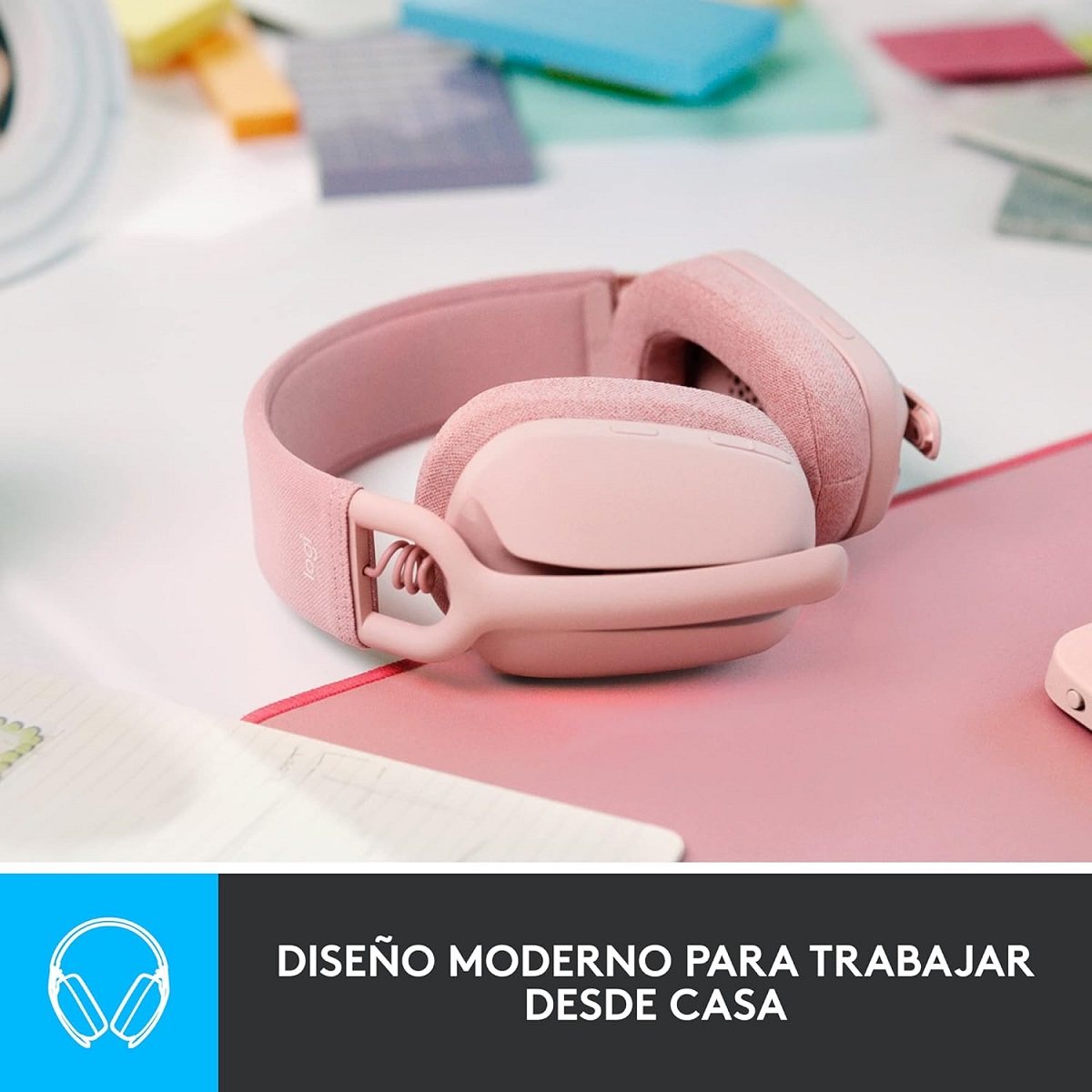 Diadema Logitech ZONE VIBE 100 Gamer Headset Bluetooth Y USB Rosa 981-001223