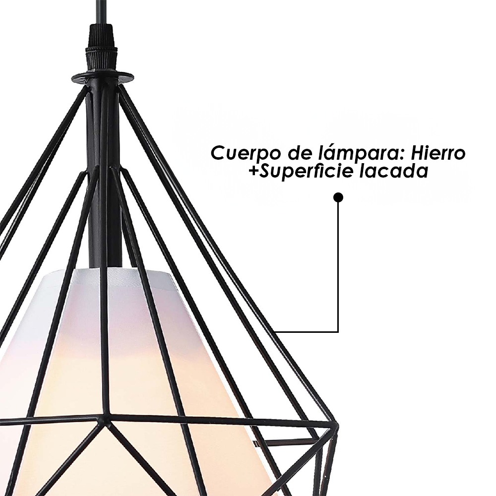 Lampara de techo colgante tipo diamante jaula de metal geometrica 1 luz