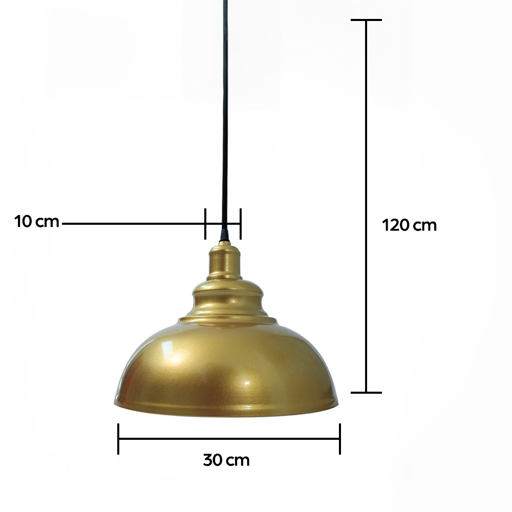 Lampara de techo colgante vintage de Campana dorada acabado latón 30 cm de diámetro