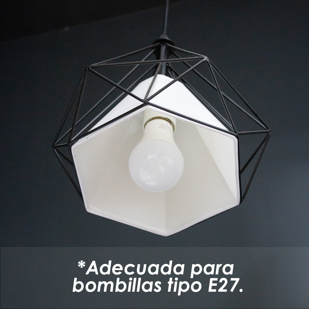 Lampara de techo colgante tipo diamante jaula de metal geometrica 1 luz