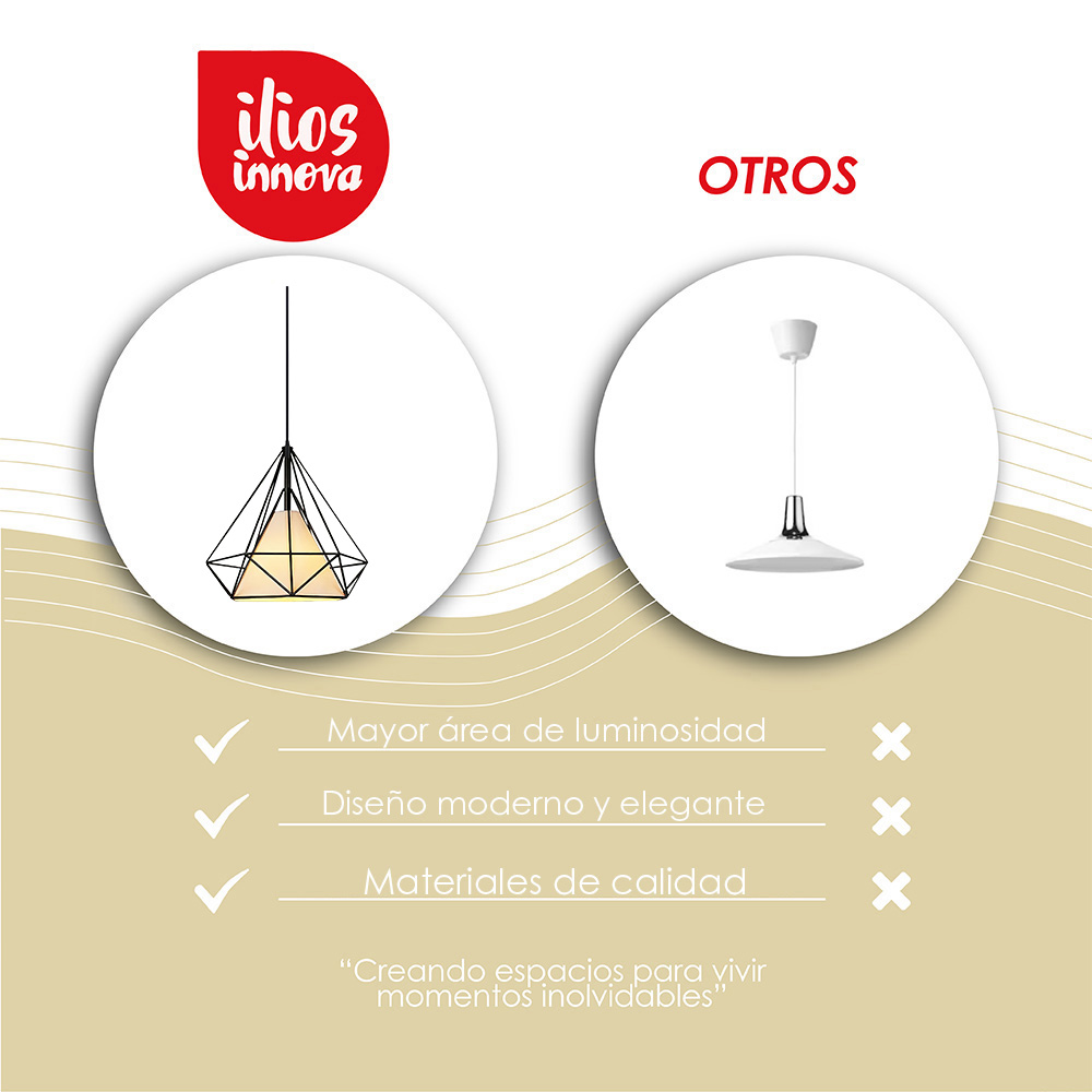 Lampara de techo colgante tipo diamante jaula de metal geometrica 1 luz