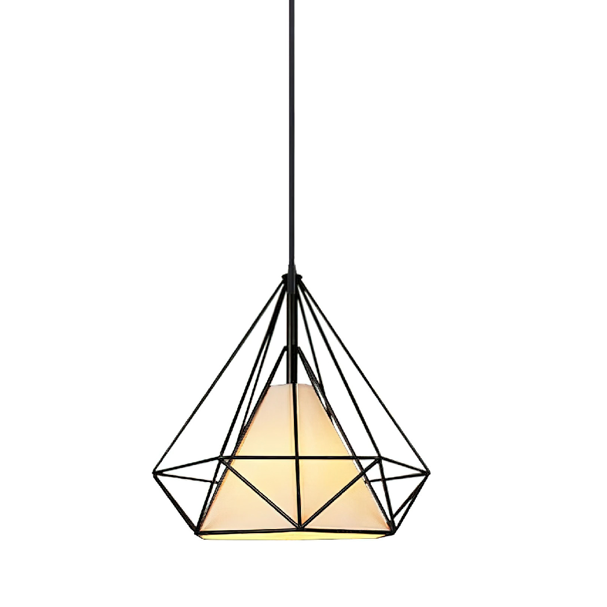 Lampara de techo colgante tipo diamante jaula de metal geometrica 1 luz