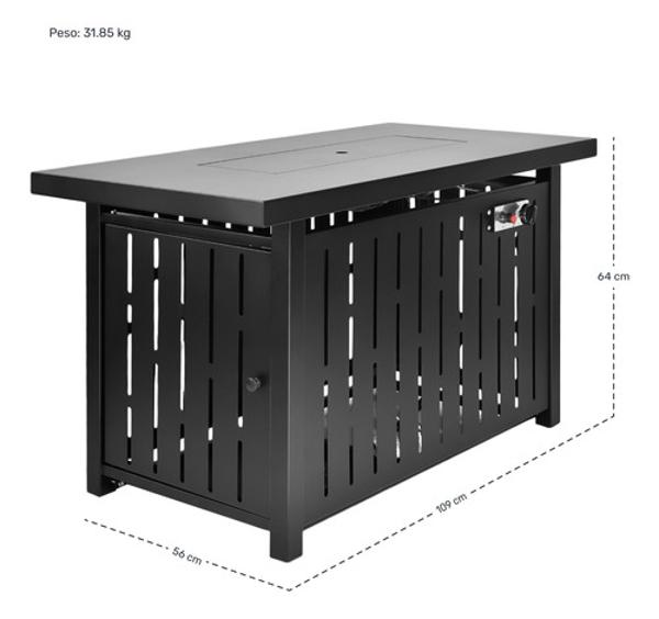 Mesa Fogata Pozo Gas Propano 43 Pulgadas Protector Viento