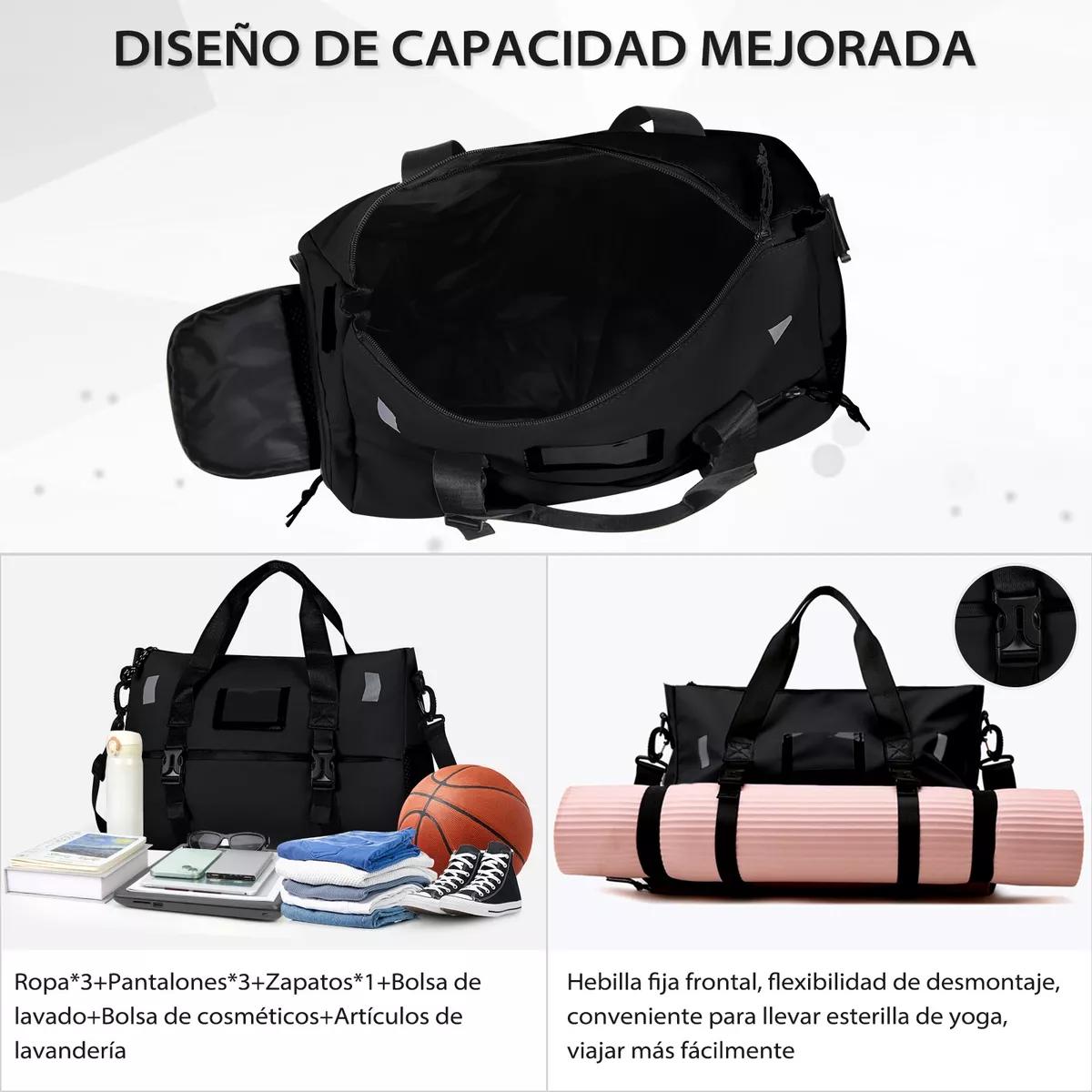 Maleta Deportiva Gym Bolsa De Viaje Para Gimnasio Fitness Negro