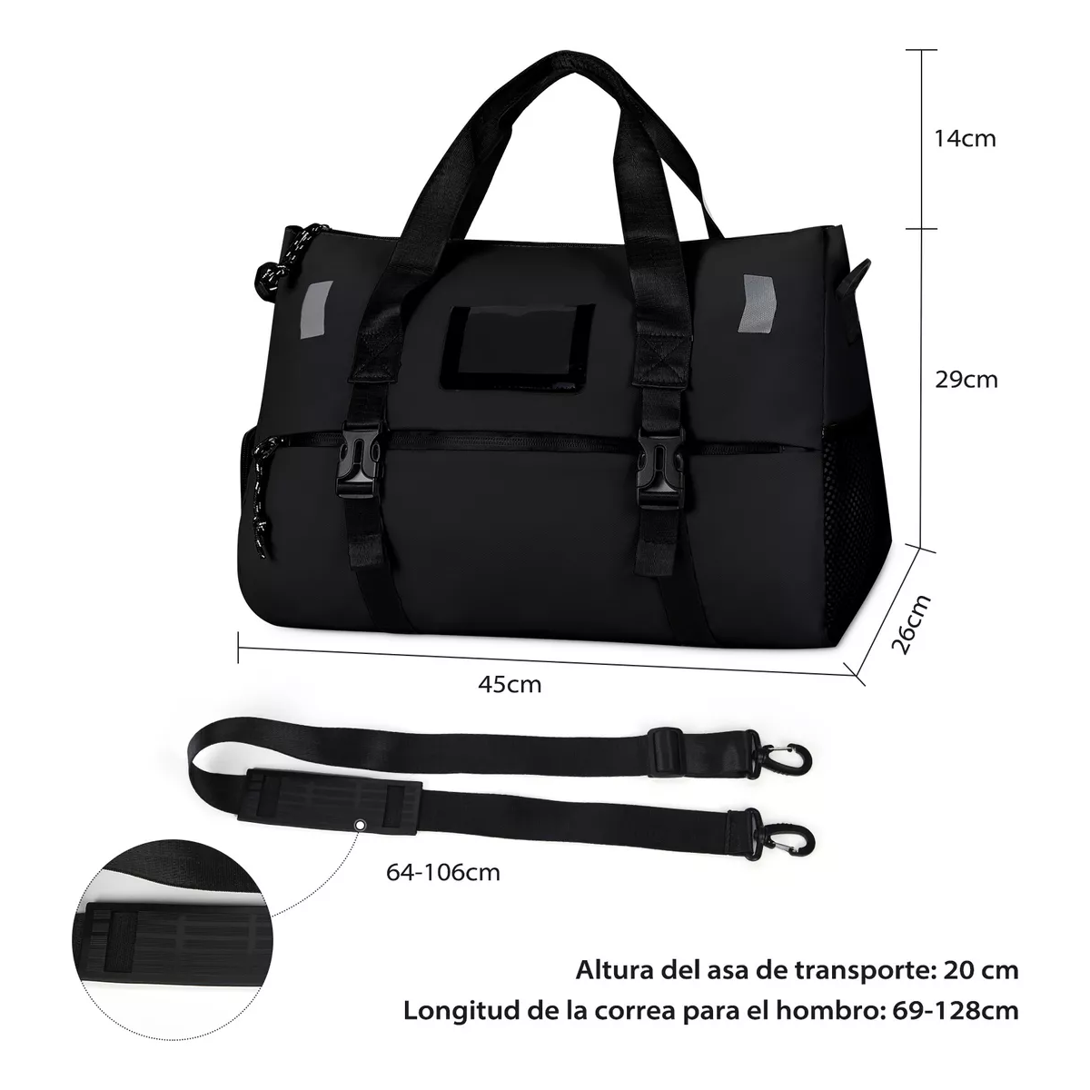 Maleta Deportiva Gym Bolsa De Viaje Para Gimnasio Fitness Negro