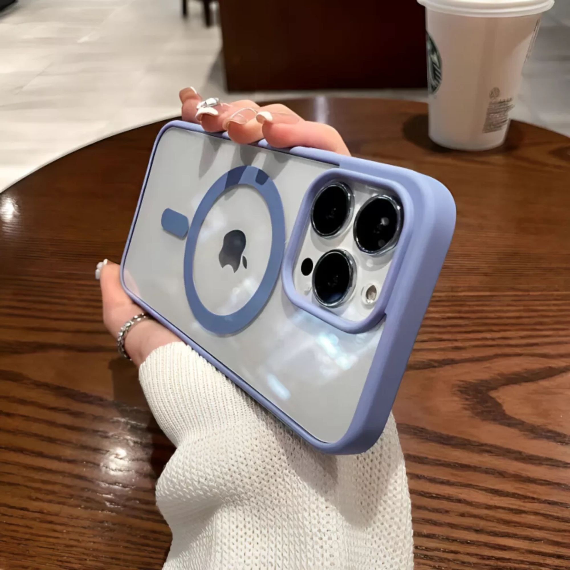 Kit Mica Cámara Para Iphone 16 + Funda Case Transparente para Iphone 16 pro max / Azul sierra