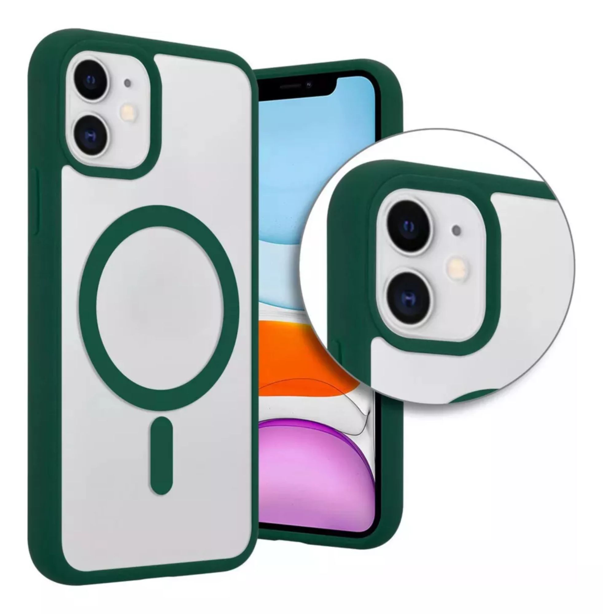 Kit Mica Cámara Para Iphone 16 + Funda Case Transparente para Iphone 16 pro / Verde
