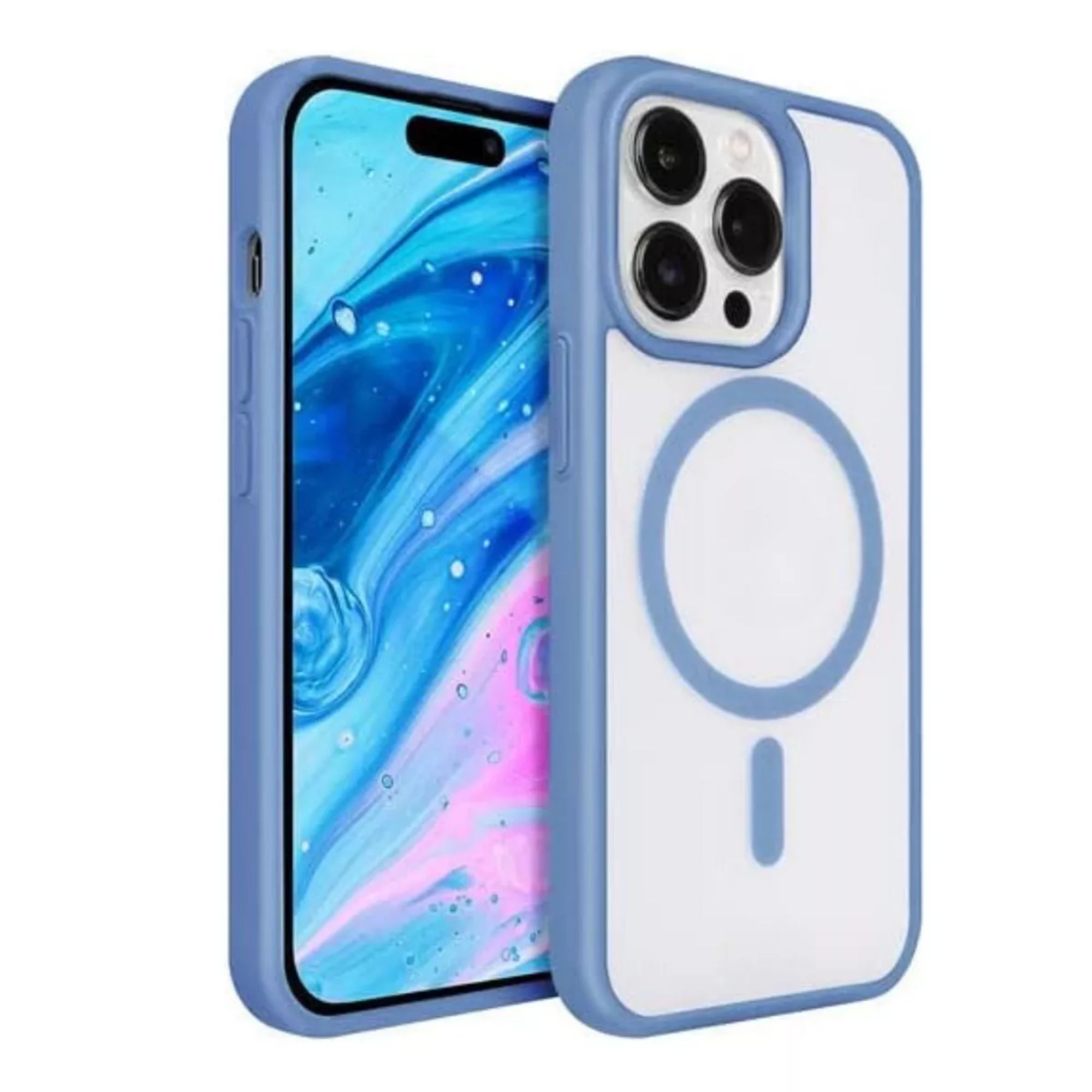 Kit Mica Cámara Para Iphone 16 + Funda Case Transparente para Iphone 16 pro max / Azul sierra