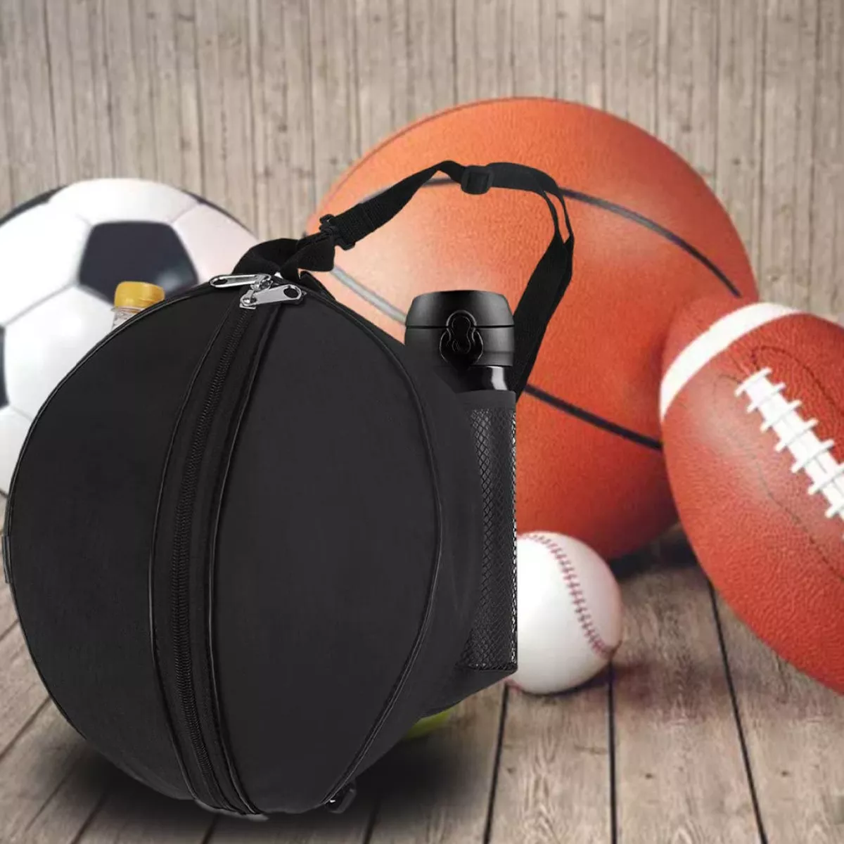 Bolsa De Pelota De Baloncesto Impermeable + Correa De Hombro Negro