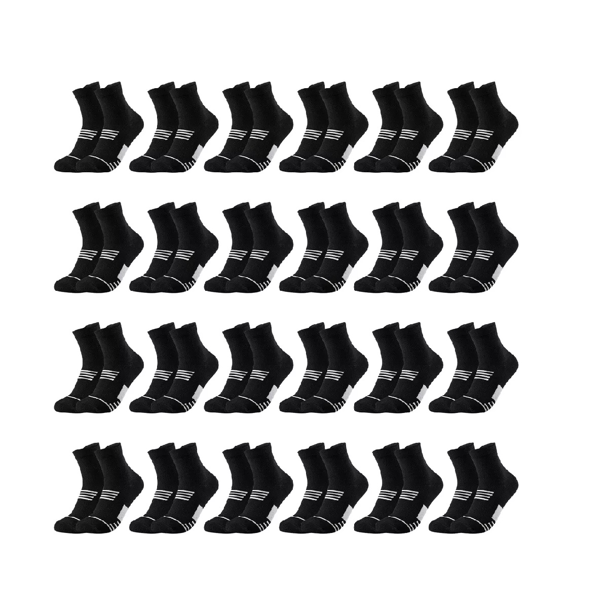 24 Pares Calcetines Deportiva Hombre 100% Algodón Calcetas Negro