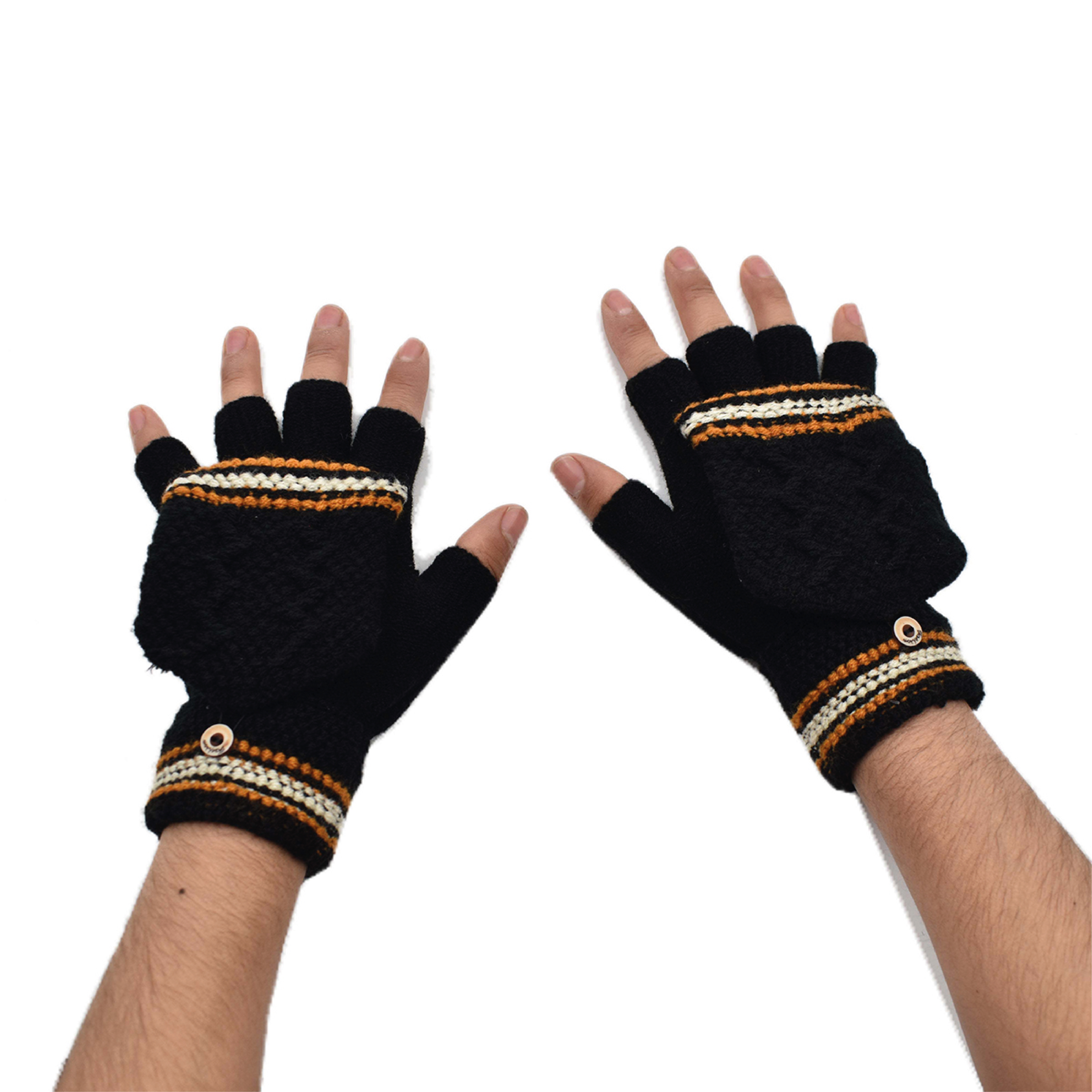Guantes Tejidos sin Dedos con Capucha para Hombre 