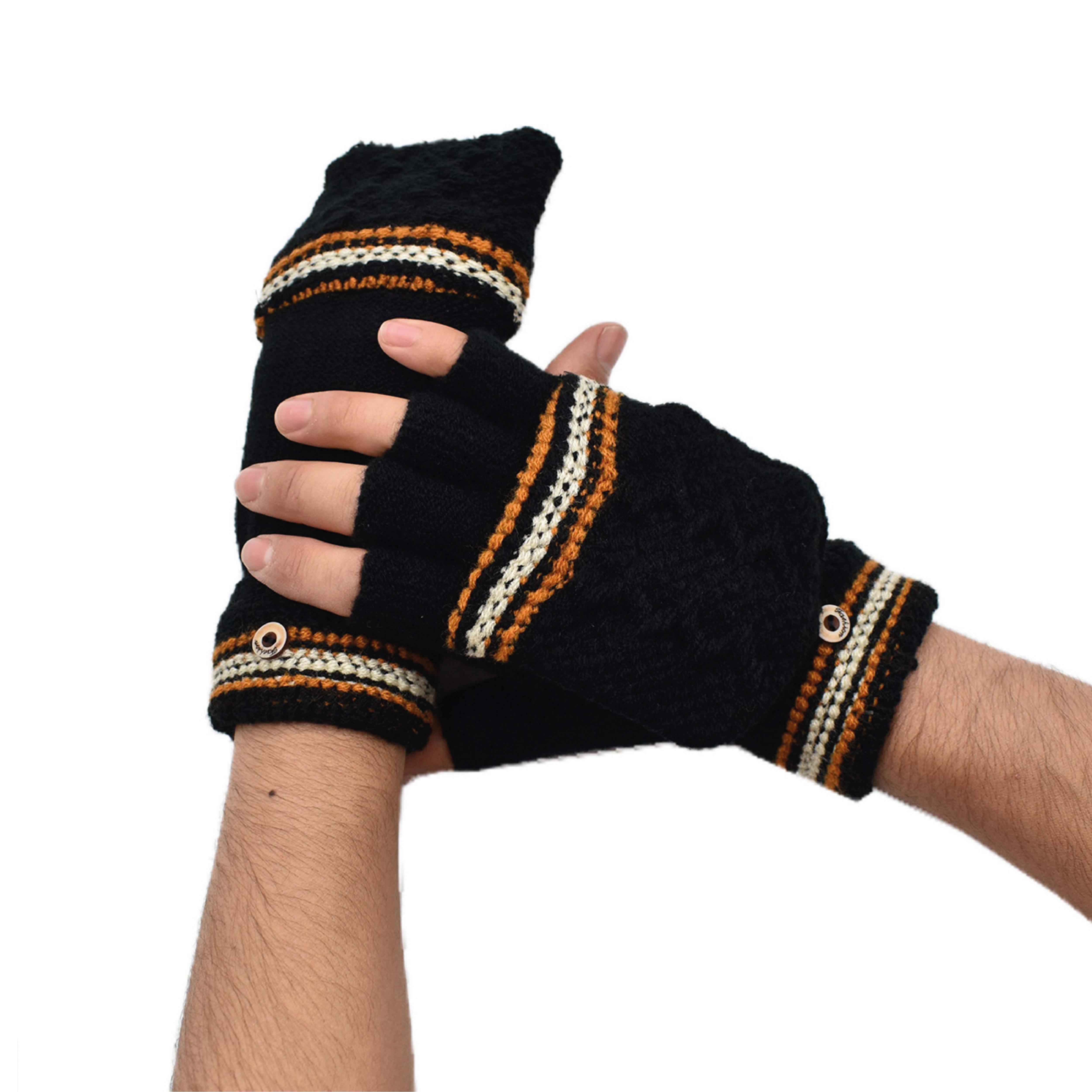 Guantes Tejidos sin Dedos con Capucha para Hombre 