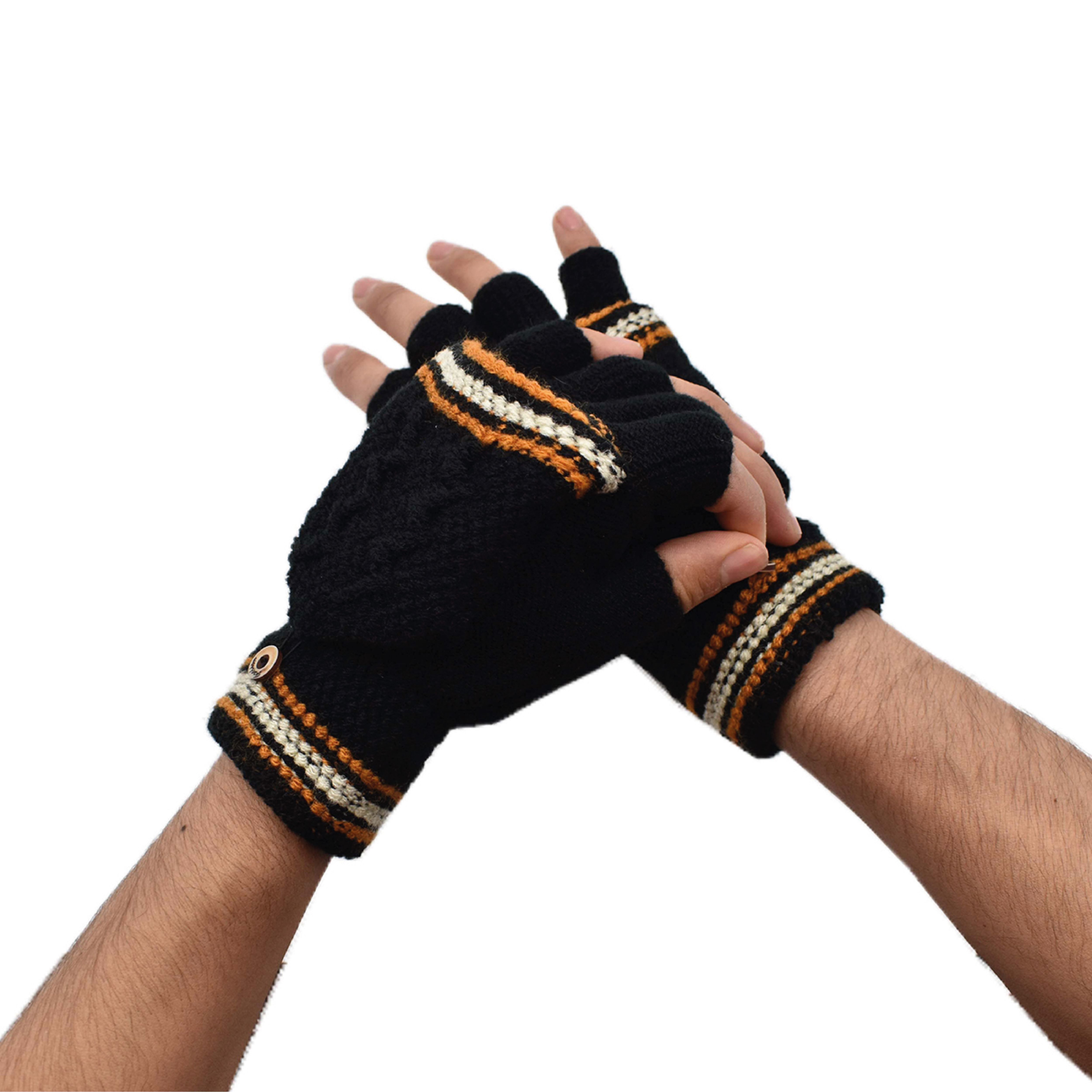 Guantes Tejidos sin Dedos con Capucha para Hombre 