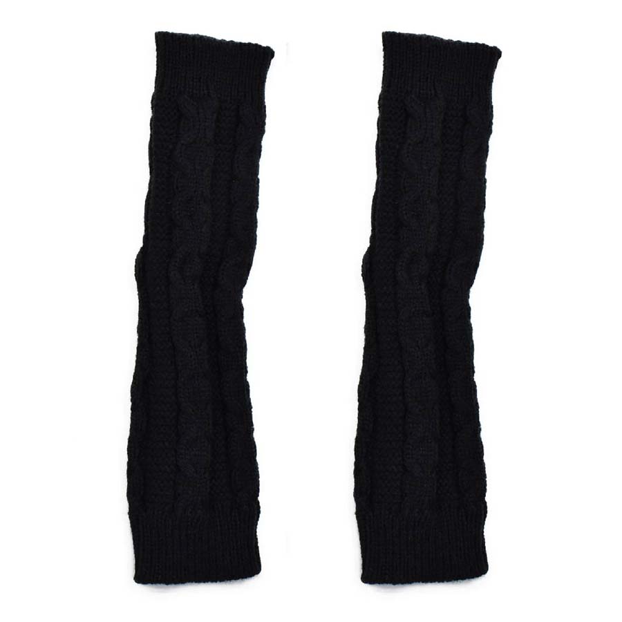 Guantes Tejidos Sin Dedos Mujer Diseño de Mitón Largo Negro 