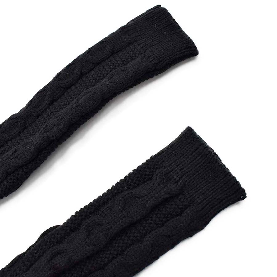Guantes Tejidos Sin Dedos Mujer Diseño de Mitón Largo Negro 