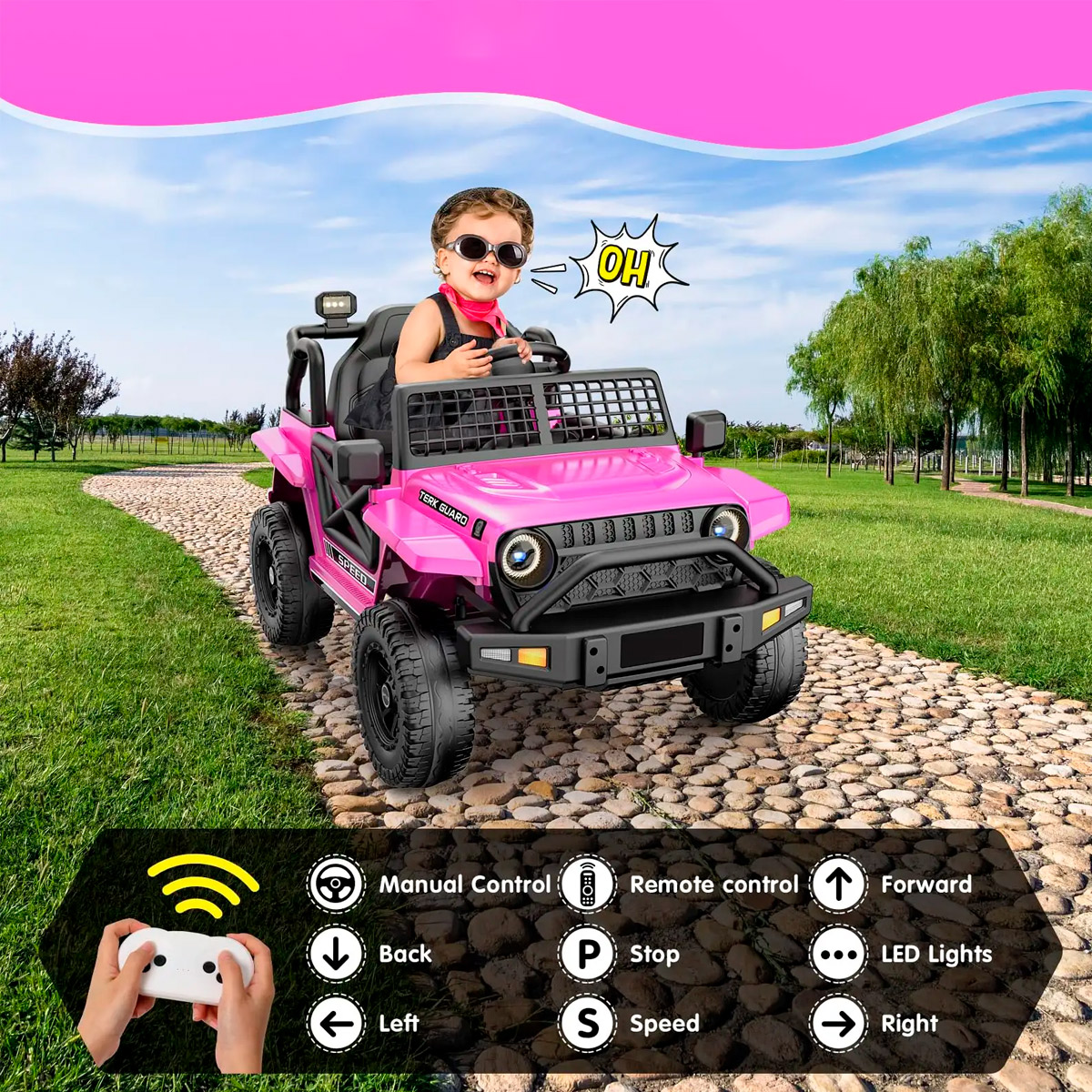 Montable Electrico Tipo Jeep X10A Rosa