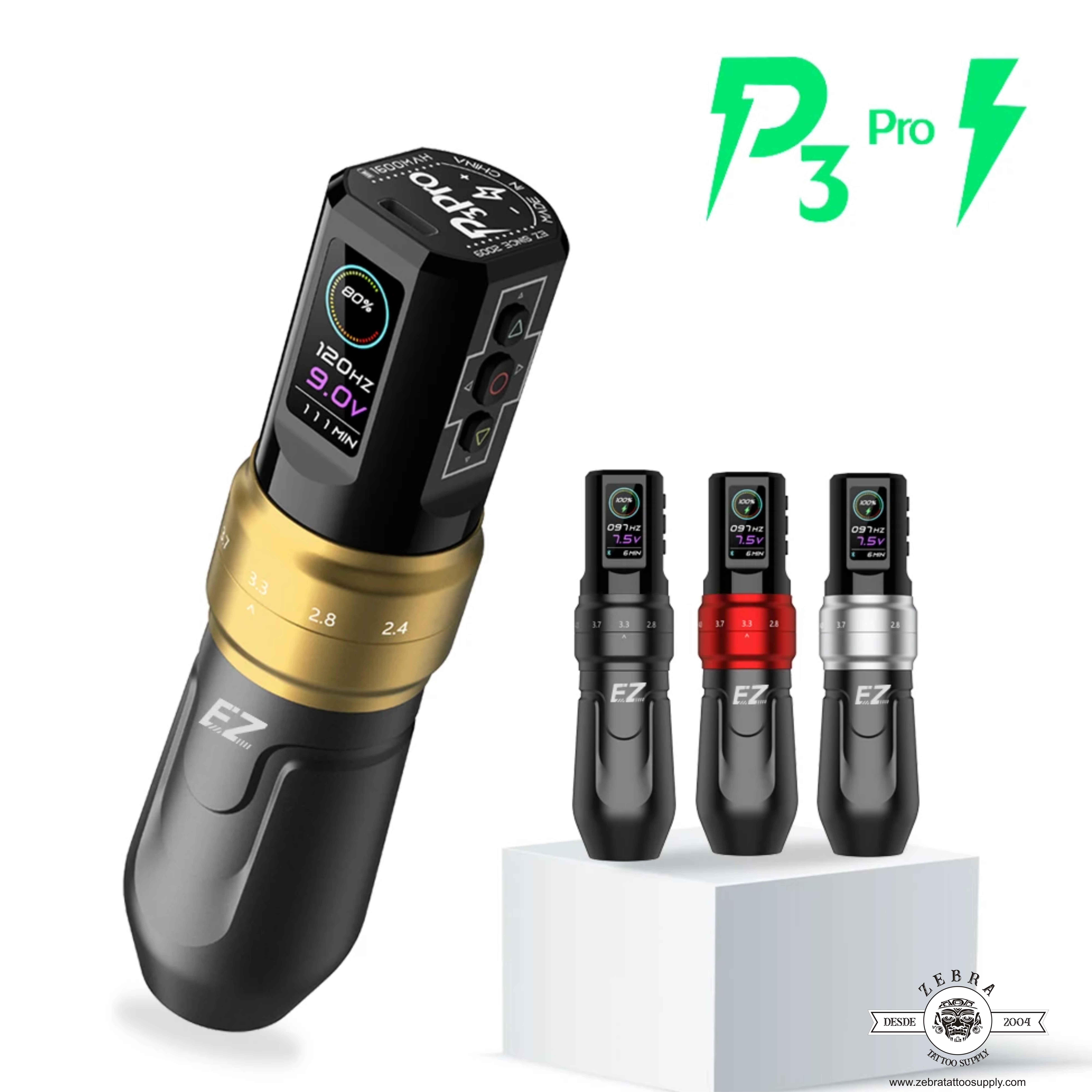  EZ P3 Pro pen rotativa para tatuar con stroke ajustable 2.00 a 4.5mm, máquina para microblading, tatuajes, scalp, cover de estrias